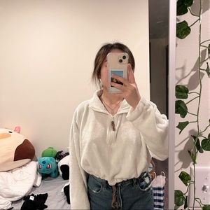 half zip fuzzy sweatshirt